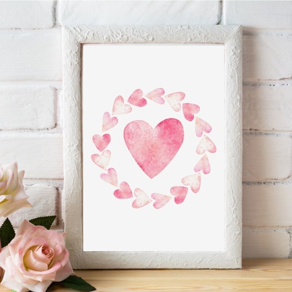 Watercolor Hearts Print 